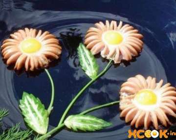 Ромашка из сосиски и яйца – рецепт, как пожарить яичницу виде ромашек