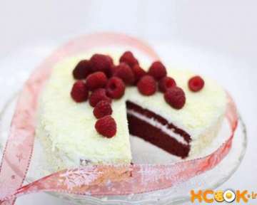 Торт на День Святого Валентина Красный бархат — оригинальный фото рецепт