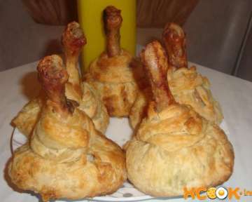 Куриные ножки в мешочке из слоеного теста – рецепт с пошаговыми фото, как приготовить в духовке