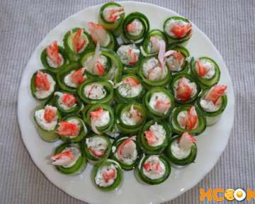 Рулетики из огурцов с начинкой из сыра и крабовых палочек – простой и вкусный рецепт пошагового приготовления с фото