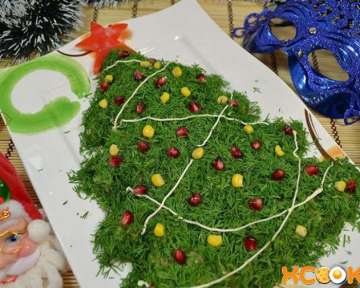 Новогодний салат в виде елки — вкусный и простой рецепт приготовления с пошаговыми фото