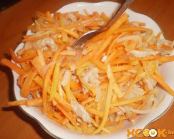 Корейский салат хе из мяса с морковью – пошаговый фото рецепт приготовления из свинины в домашних условиях