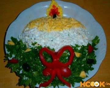 Красивый салатик на Новый год «Свечка» — рецепт с фото приготовления новогоднего блюда