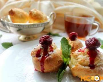 Рецепт приготовления вкусных домашних пирожных — профитролей с вишневой начинкой