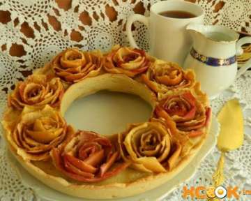 Пирог с розами из яблок — простой и вкусный рецепт приготовления с пошаговыми фотографиями