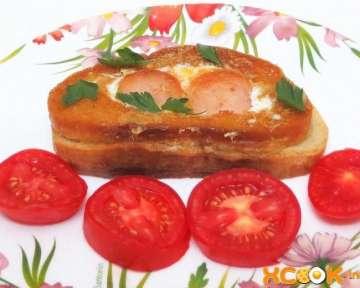 Яичница в белом хлебе с колбасой и сыром – простой рецепт с пошаговыми фото, как приготовить на сковороде