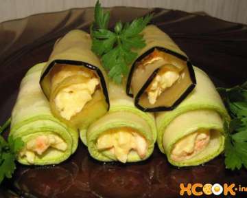 Рецепт приготовления с фото вкусных рулетиков из баклажанов и кабачков с начинкой в домашних условиях