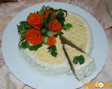 Печеночный торт из говяжьей печени – пошаговый рецепт с фото приготовления в домашних условиях