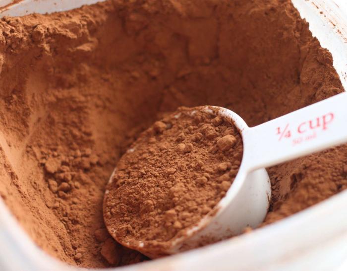 натуральный какао-порошок в миске